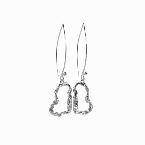 Algarve Heart Earrings with long ear hook by Elke Van Dyke Design. Inspired by Portugal's coastal beauty.