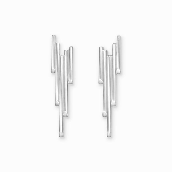 Sterling silver Basalt Earrings by Elke Van Dyke, inspired by Iceland's Vik Beach basalt columns. Handcrafted statement jewelry.
