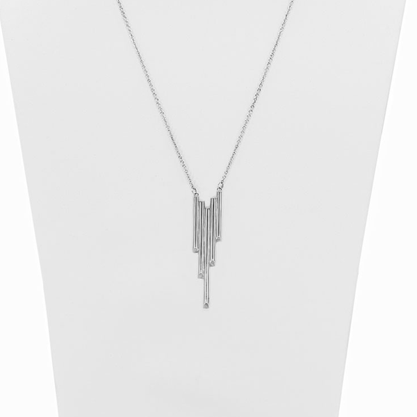 Basalt Necklace in sterling silver on mannequin neck. Handcrafted by Elke Van Dyke.