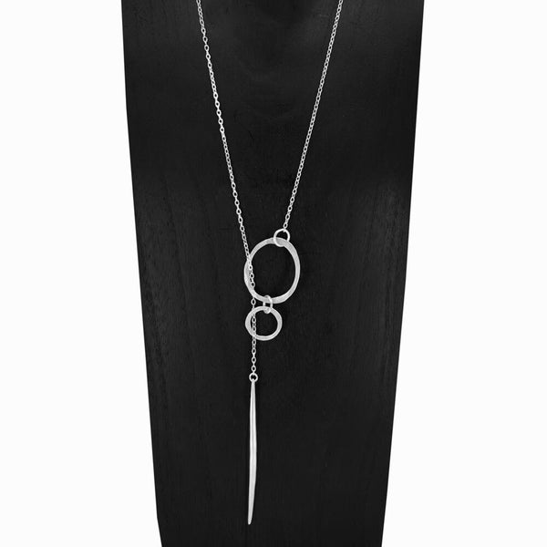 Icicle Lariat Necklace by Elke Van Dyke – handcrafted sterling silver jewelry inspired by winter, sculptural forms, and clean minimalism.