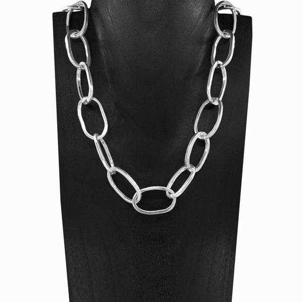 Sacred Bond Chain Link Necklace—handcrafted in polished sterling silver, bold sculptural design crafted to elevate every look by Elke Van Dyke.