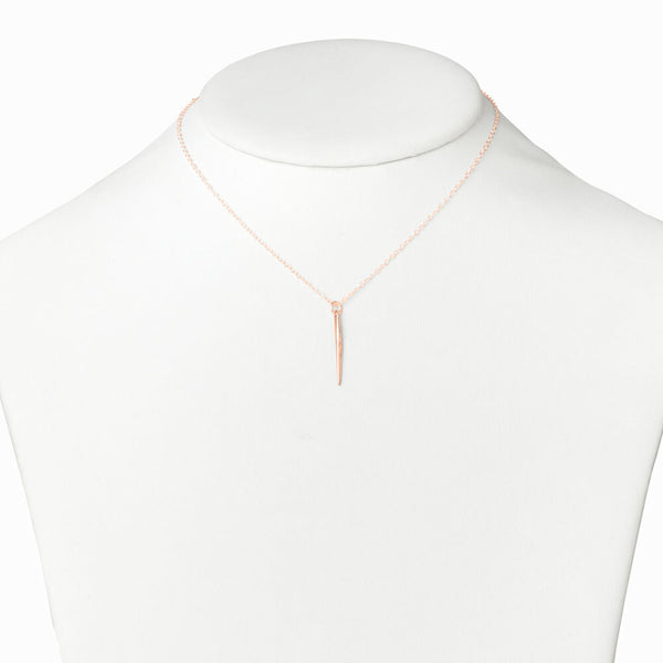 Elke Van Dyke Small Rose Gold Icicle Necklace – minimalist handcrafted jewelry inspired by winter nature forms.