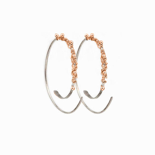 Elke Van Dyke Design Rose Gold Dewdrop Hoop Threader Earrings