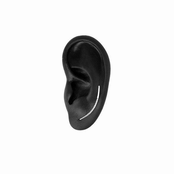 Elke Van Dyke Design image of the Ear Climber in Silver on mannequin ear