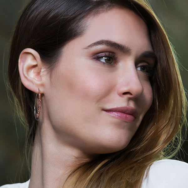 Elke Van Dyke Design Rose Gold Dewdrop Hoop Threader Earrings