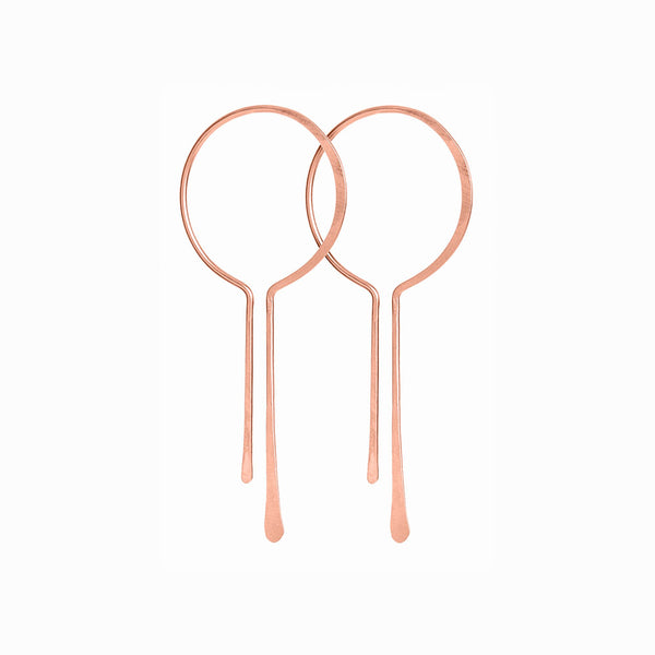 Elke Van Dyke Design Long Rose Gold Drop Hoops