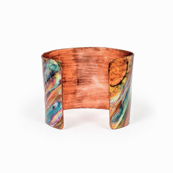 Rainbow Copper Cuff Bracelet – Handcrafted Flame-Painted Jewelry