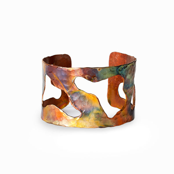 Elke Van Dyke Design Rainbow Lake Cuff Bracelet 1.5" front view