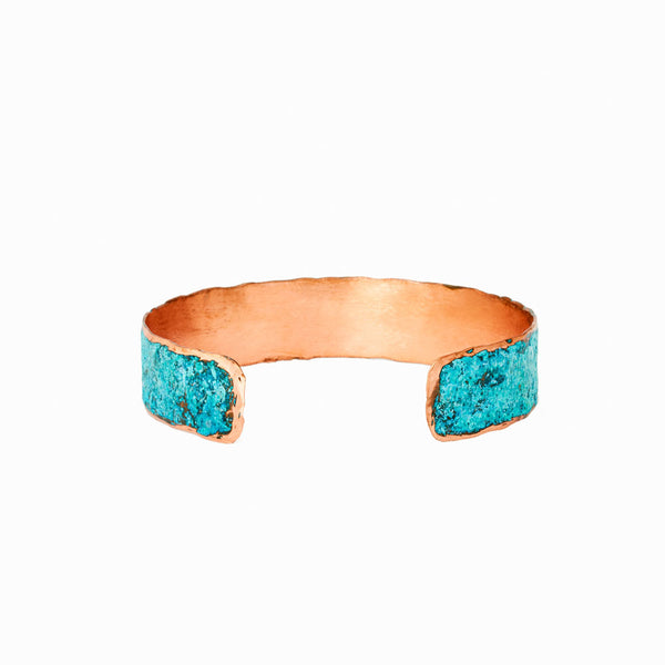Rio Bangle Cuff Bracelet by Elke Van Dyke. A stackable handcrafted turquoise patina copper bangle.