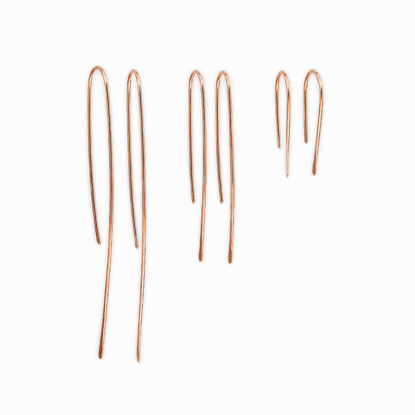 Elke Van Dyke Design Rose Gold Classic Threader Earrings all sizes