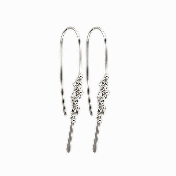 Elke Van Dyke Design Silver Dewdrop Threader Earrings large size