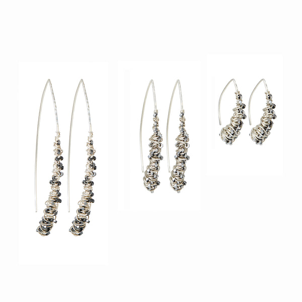 Elke Van Dyke Design Sterling Silver Cocoon Threader Earrings all sizes