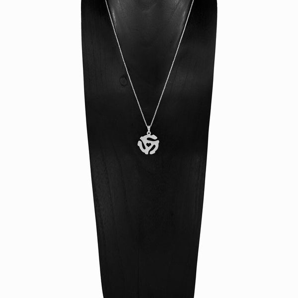 45rpm Heart Adaptor Pendant, 1" diameter, handcrafted sterling silver record adaptor heart necklace by Elke Van Dyke.