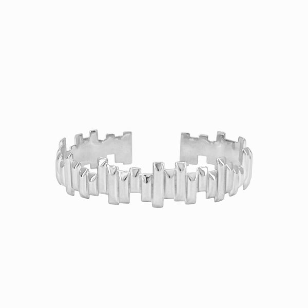 Elke Van Dyke Design Basalt Cuff Bracelet Thin in sterling silver front facing on white background