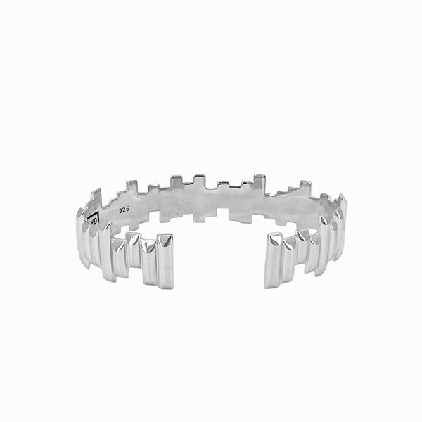 Elke Van Dyke Design Basalt Cuff Bracelet Thin in sterling silver front facing on white background