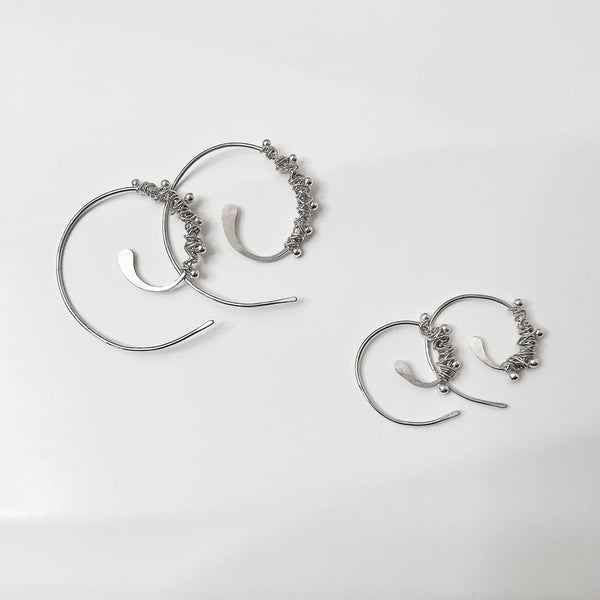 Elke Van Dyke Design Silver Dewdrop Hoop Threader Earrings