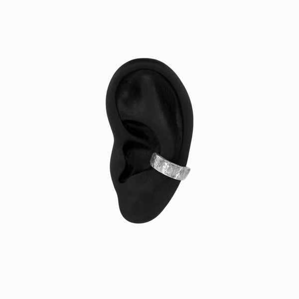 Hammered Core Ear Cuff is handcrafted sterling silver sculptural unisex jewelry by Elke Van Dyke’s Core Collection. 