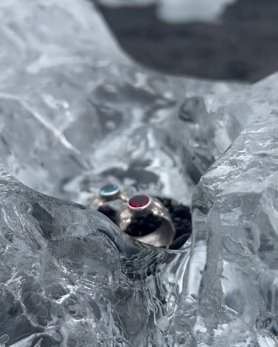 Video of Elke Van Dyke Gemstone Waterfall Rings - Wide band, handcrafted in sterling silver and semi precious gemstones.
