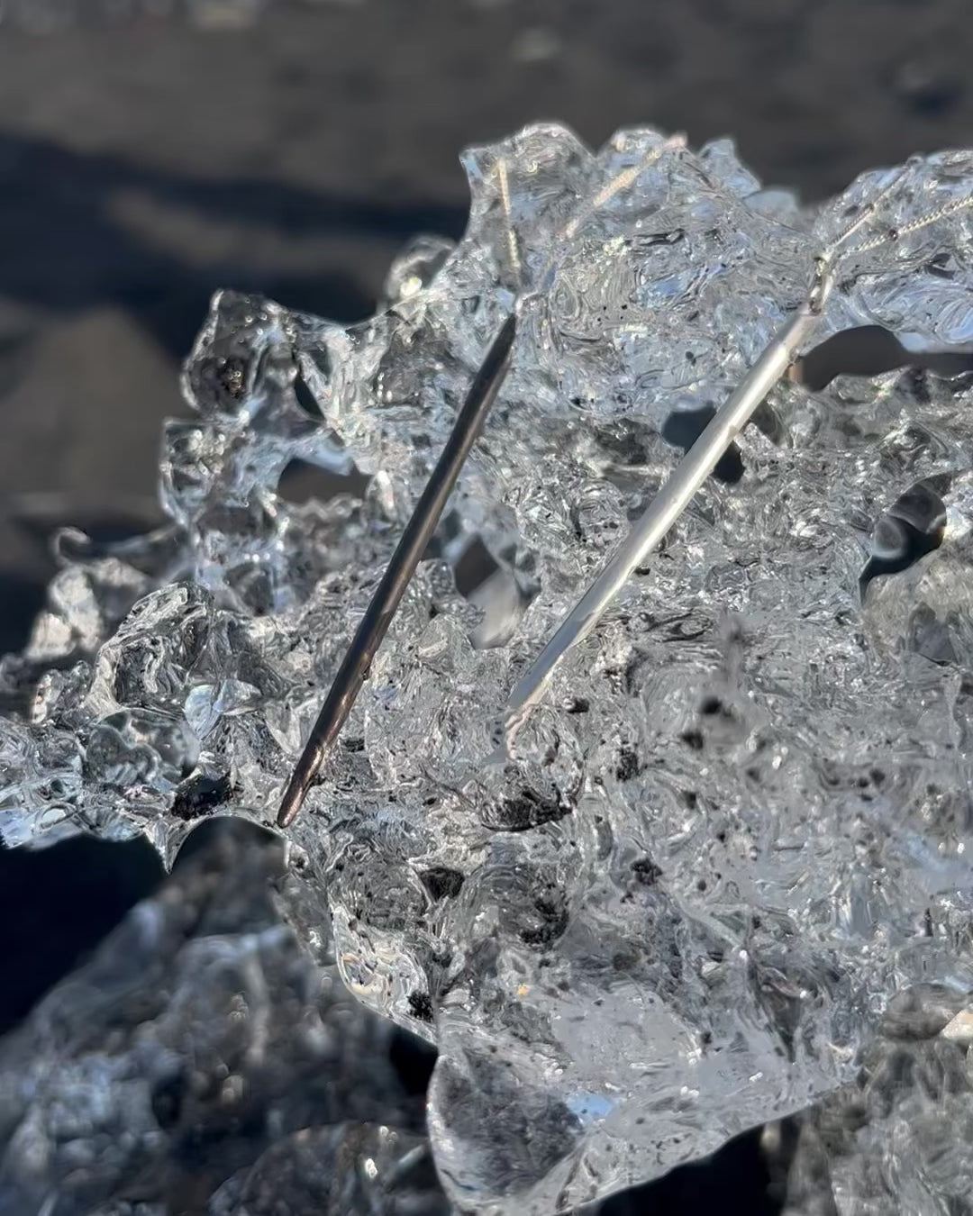 Video of large Oxidized and Silver Icicle Necklaces, handcrafted by Elke Van Dyke in solid sterling silver. 