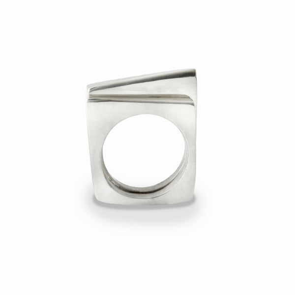 Elke Van Dyke Design Ice Shard Ring Set side view in sterling silver