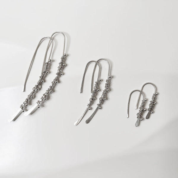 Elke Van Dyke Design Silver Dewdrop Threader Earrings large size