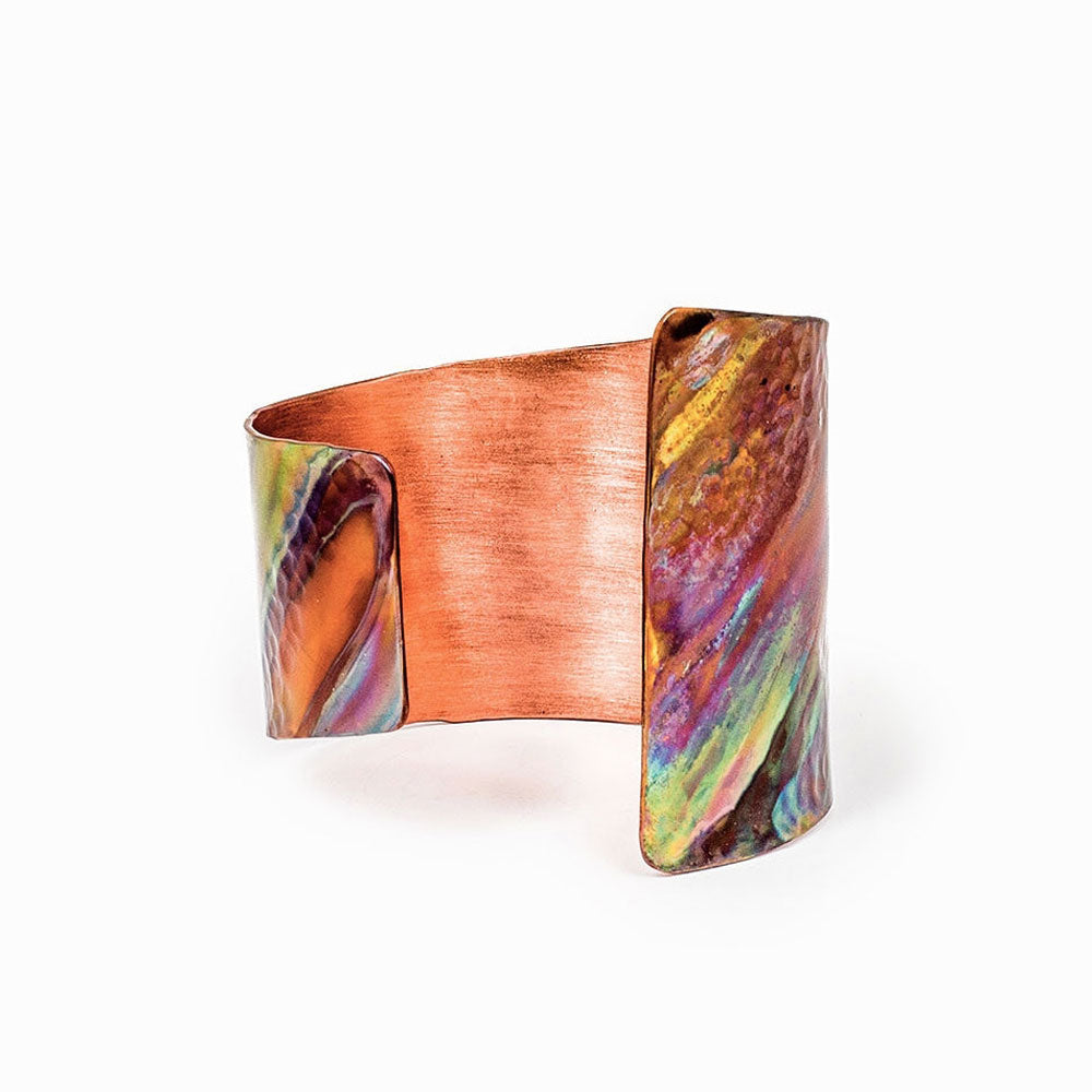 Elke Van Dyke Design Asymmetrical Rainbow Copper Cuff Bracelet Back View