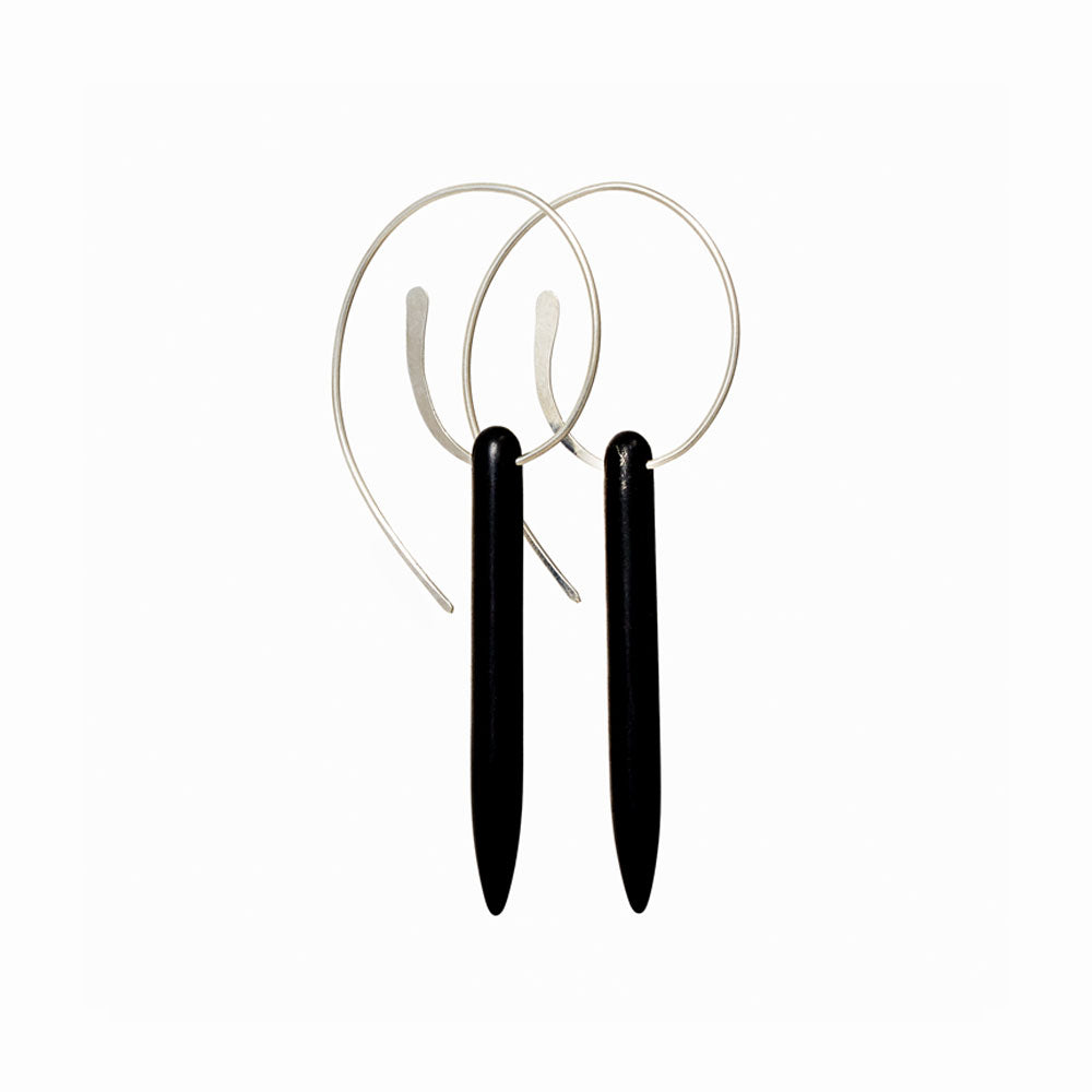 Black Agate Spiral Earrings