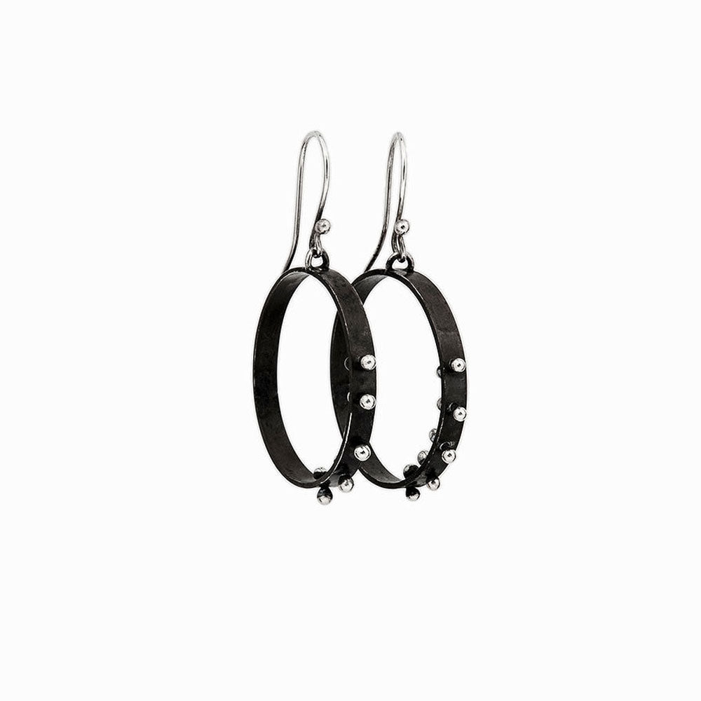 Elke Van Dyke Design Black Moonscape Hoop Earrings