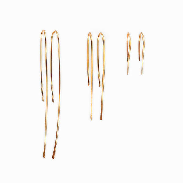 Elke Van Dyke Design Gold Classic Threader Earrings front view