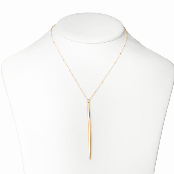 Elke Van Dyke Design Gold Icicle Necklace, large version, on a mannequin neck