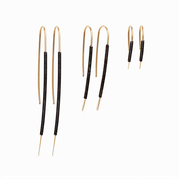 Elke Van Dyke Design Black Spiralight Gold Threader Earrings