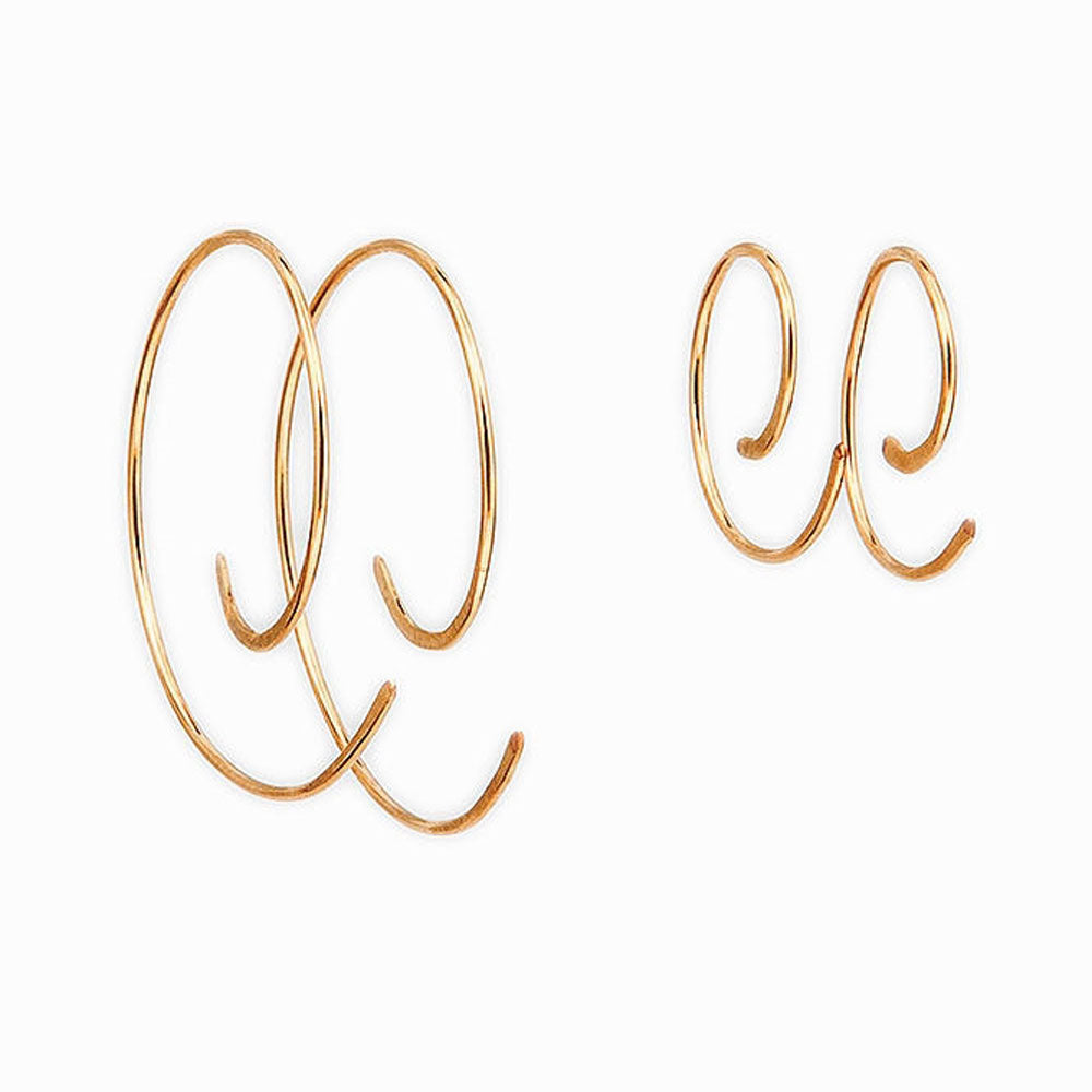 Gold Spiral Hoop Threader Earrings
