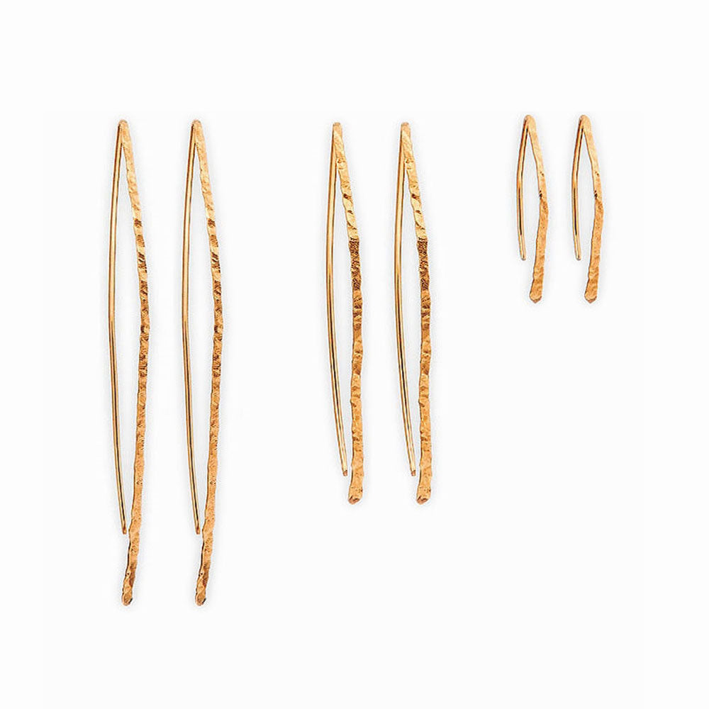 Elke Van Dyke Design Gold Wishbone Threader Earrings all sizes