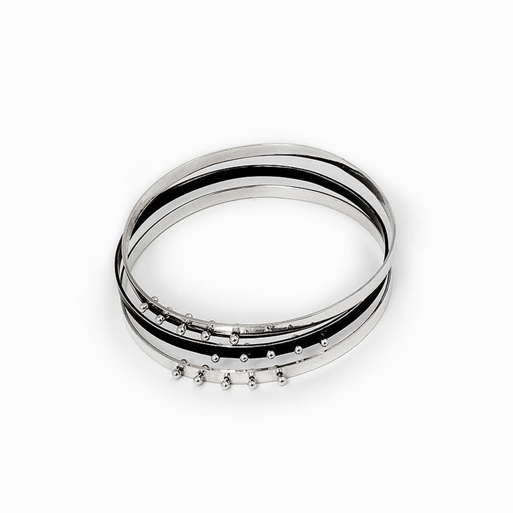Elke Van Dyke Design Moonscape Silver Bangle Bracelet set
