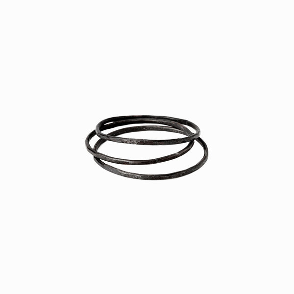 Oxidized Silver Stacking Ring - Set of 3