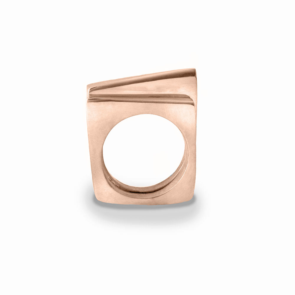 Elke Van Dyke Design Rose Gold Ice Shard Ring Set with Short and Tall rings front view