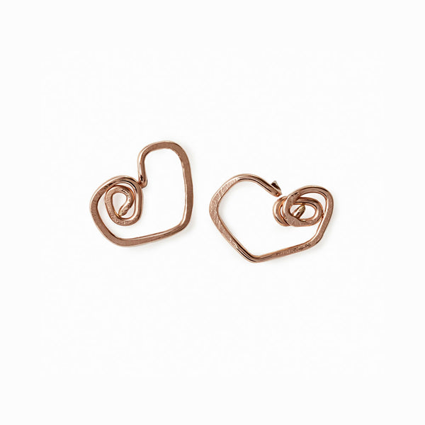 Elke Van Dyke Design Rose Gold Heart Stud Earrings