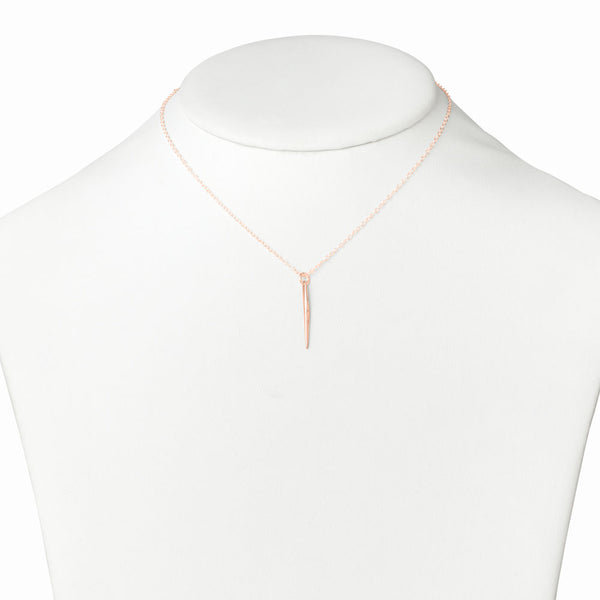 Elke Van Dyke Design Small Rose Gold Icicle Necklace on mannequin neck
