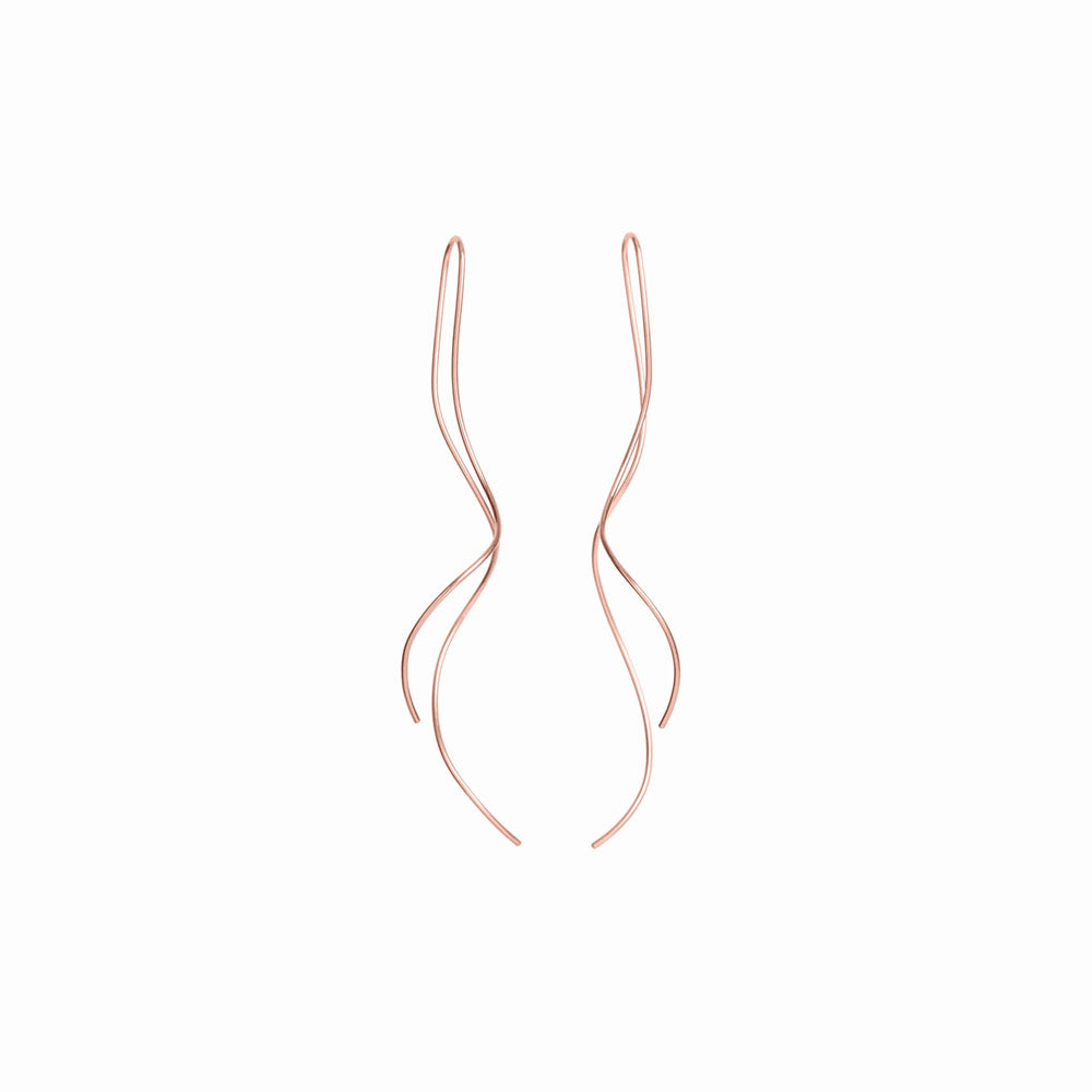Rose Gold Squiggle Threader Earrings