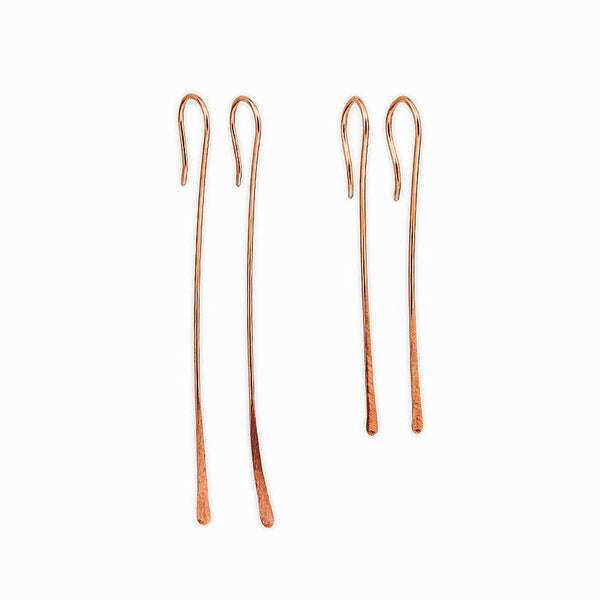 Elke Van Dyke Design Rose Gold Tendril Threader Earrings both sizes
