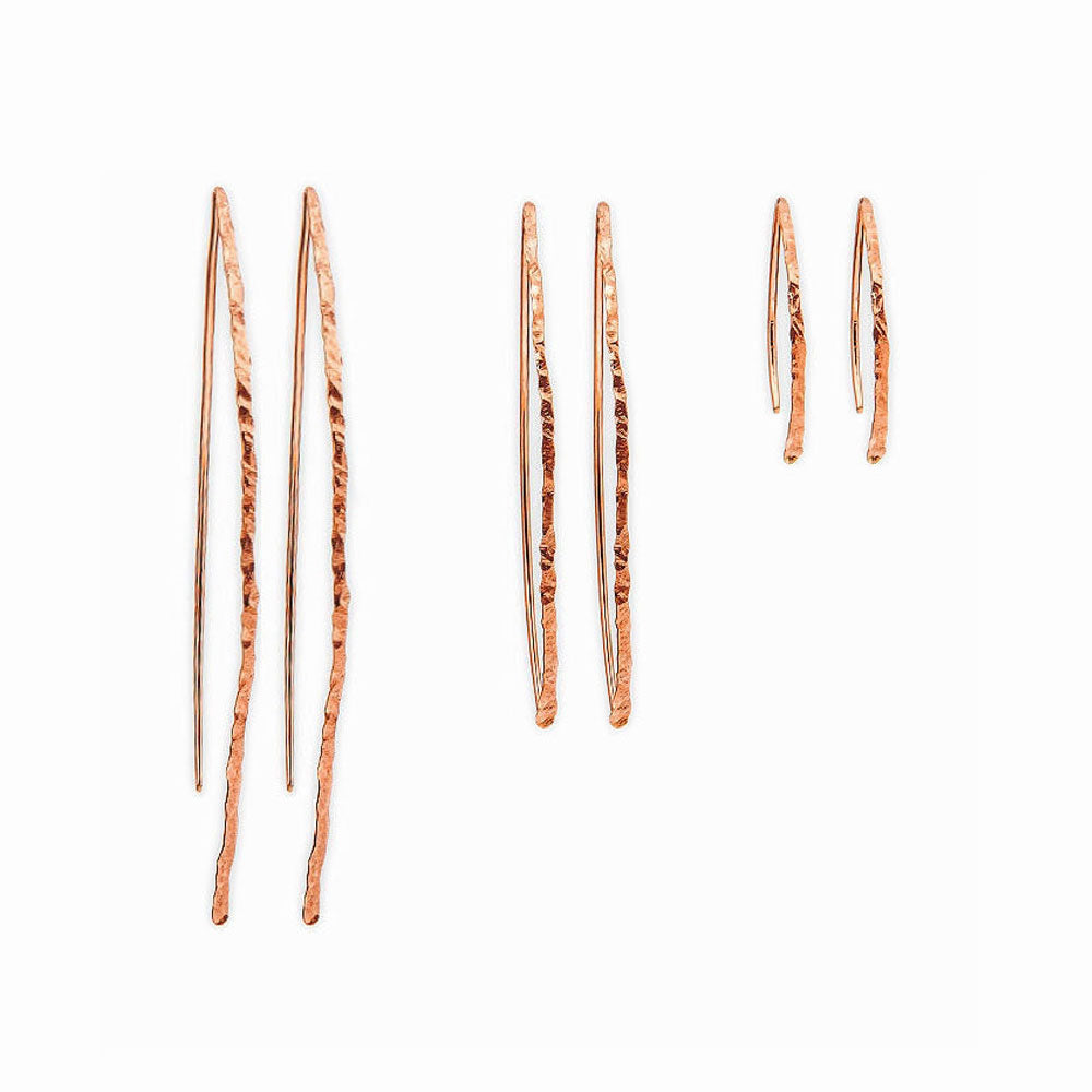 Elke Van Dyke Design Rose Gold Wishbone Threader Earrings all sizes