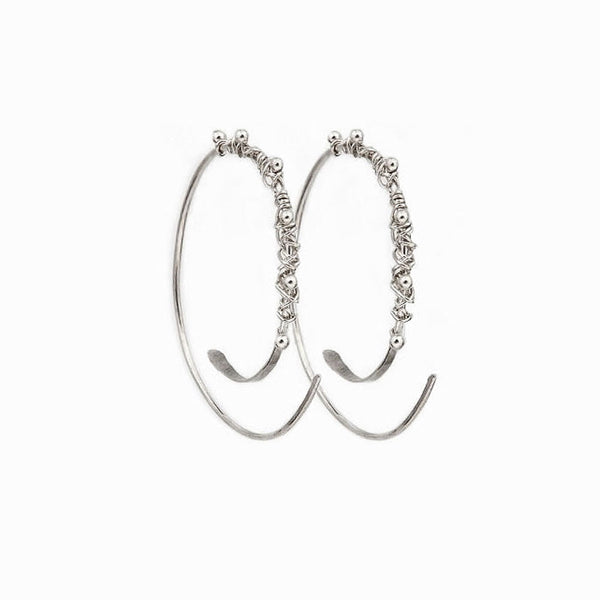Silver Dewdrop Hoop Threader Earrings