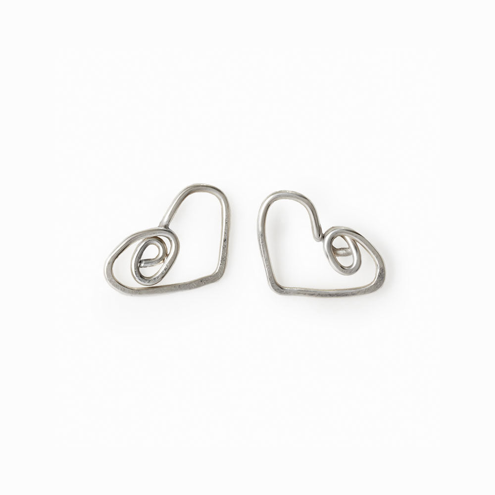 Elke Van Dyke Design Silver Heart Stud Earrings