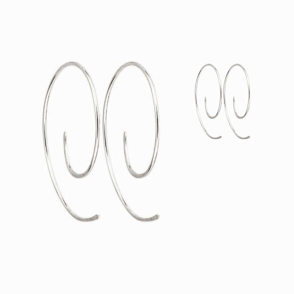 Silver Spiral Hoop Threader Earrings