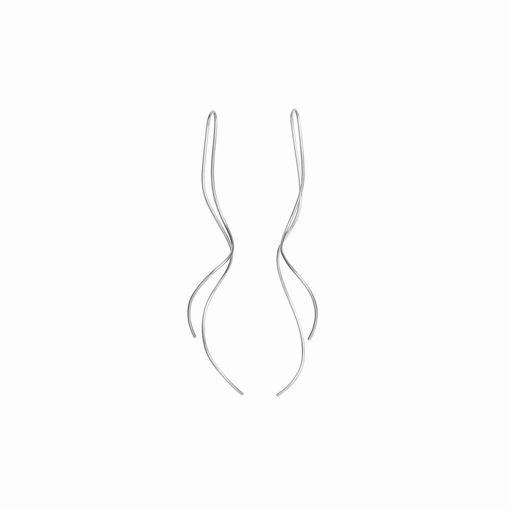 Silver Squiggle Threader Earrings