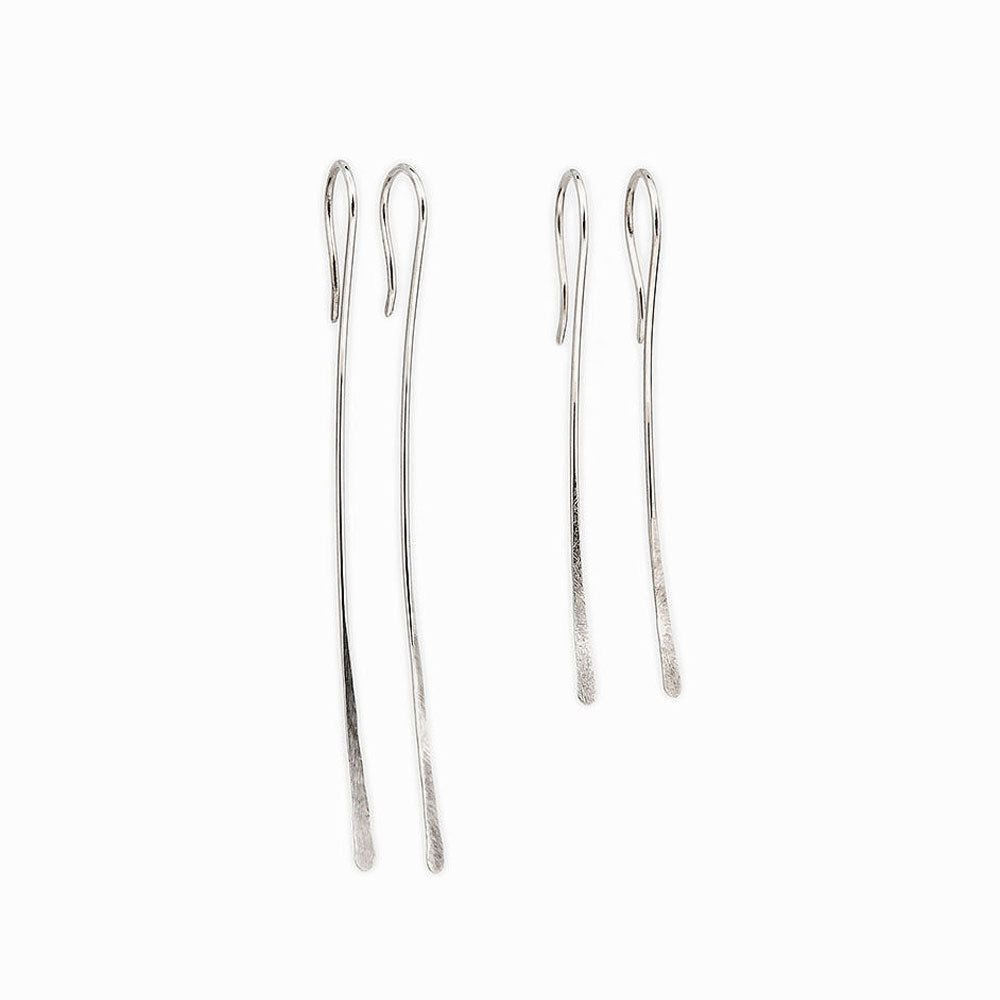 Elke Van Dyke Design Silver Tendril Threader Earrings both sizes