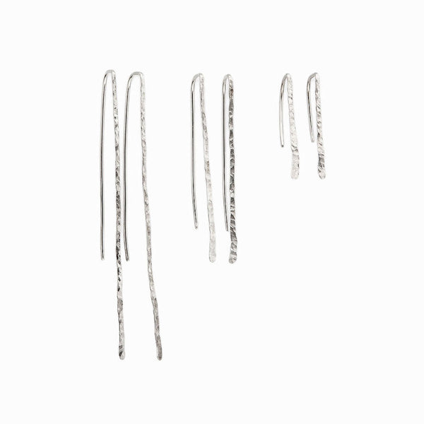 Elke Van Dyke Design Silver Twig Threader Earrings all sizes