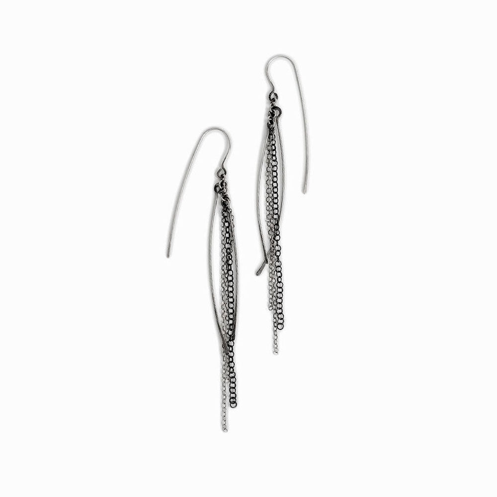 Elke Van Dyke Design Silver Waterfall Earrings laying flat