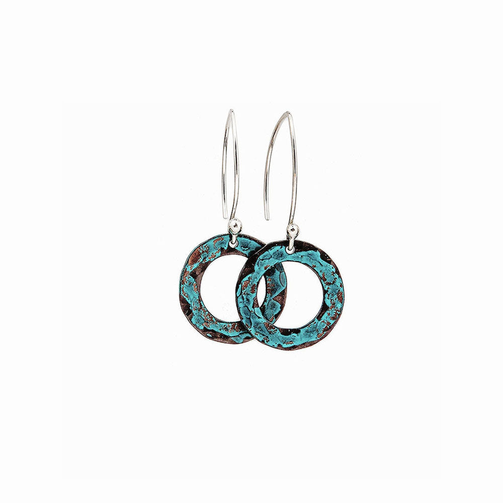 Small Silver Hoop Earrings Turquoise Blue Stone | Juulry.com