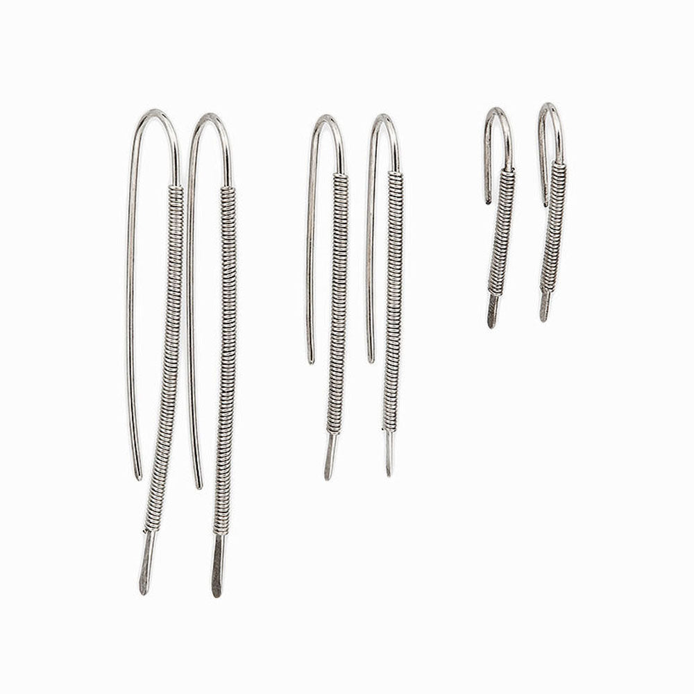 Elke Van Dyke Design Silver Spiralight Threader Earrings all sizes